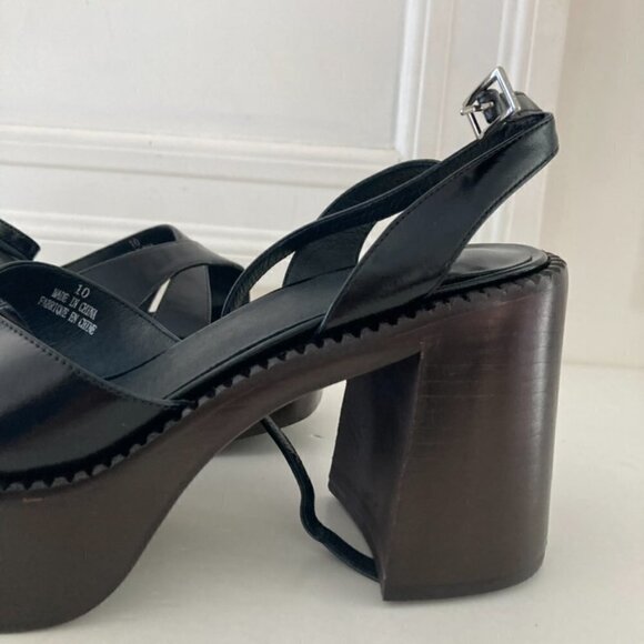 NIB Jeffery Campbell Free People Naomi Black Leather Platform Heels Sz 10 - Picture 6 of 11